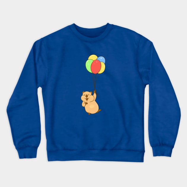 Quokka with air balloons Crewneck Sweatshirt by manydoodles